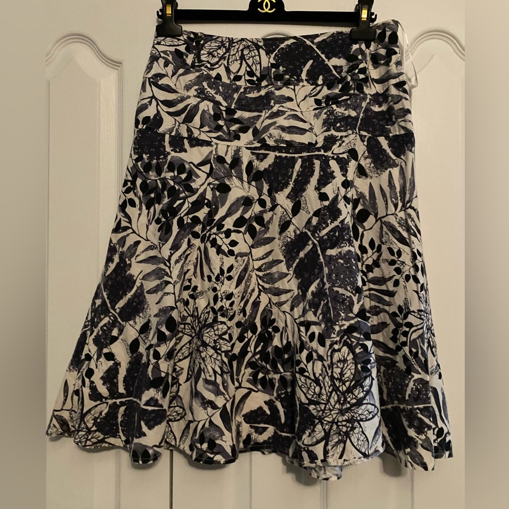 Linea Domani linen blend Black and White Embellished A-Line Skirt